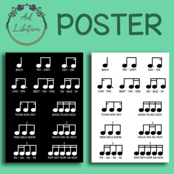 Preview of Rhythm composers poster - 2 versions - Black and White & White - Compositores