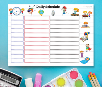 Preview of routine chart kids,Daily Routine Chart,Printable,Editable PDF,Morning & Evening