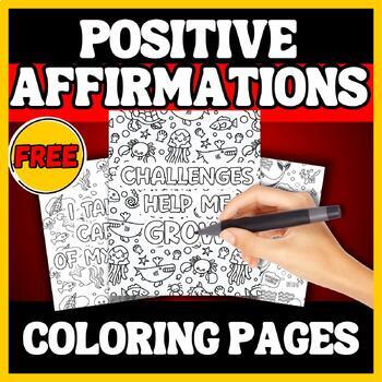 Preview of Affirmation Coloring Pages For Free Positive Words Sea Creatures Themed