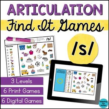 Preview of s Articulation Activities Speech Therapy - Print & Digital s Articulation Games