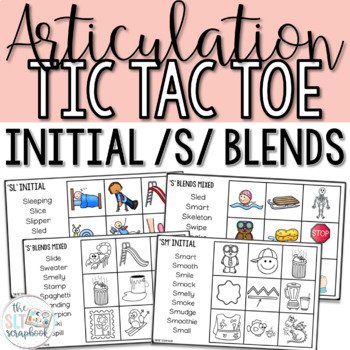 Preview of Word initial s blends- Articulation Tic Tac Toe Game for Speech Therapy