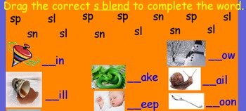 Preview of Promethean Board- s blends- Kids Can Help Treasures First Grade Reading
