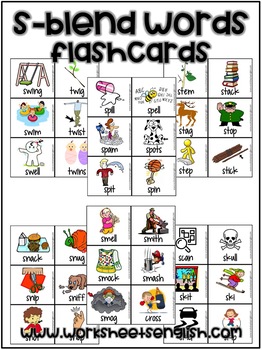 s-blends words FlashCards by EnglishSafari | Teachers Pay Teachers