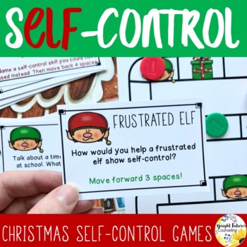 Preview of sELF-Control Christmas Game + Google Slides Digital Holiday Board Game