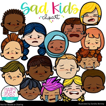 Preview of sad emotions clipart - different emotions clipart black and white - inclusive