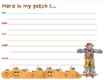 Preview of scarecrow 5 senses descriptive writing graphic organizer