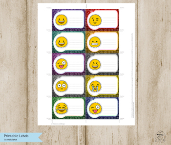 Preview of school labels - printable smiley