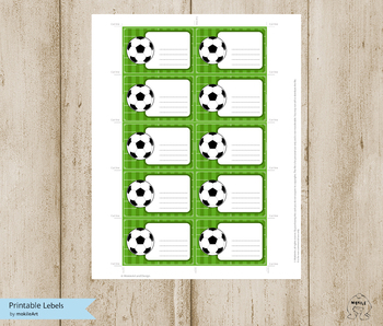 Preview of school labels - printable soccer