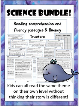 Preview of science fluency and comprehension leveled reading passages bundle