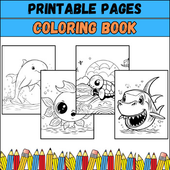 Preview of sea animals Printable coloring pages for PreK & Kindergarten kids