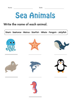sea animals worksheets by My Lifestyle Teaching | TPT