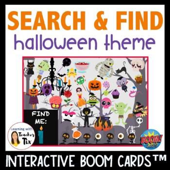 Preview of search and find Halloween Theme for Visual Scanning Boom cards