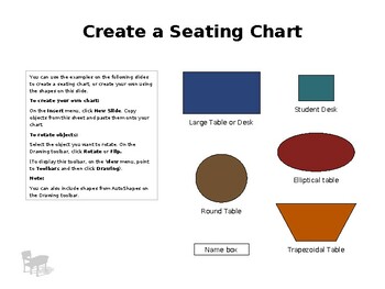Preview of seating chart templates:Traditional, discussion group, Lab Tables&cricles
