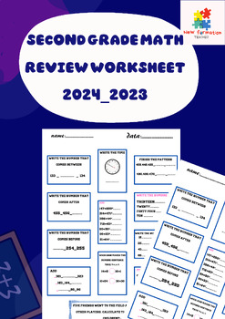Preview of second grade math review worksheet 2024