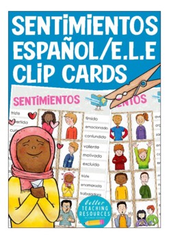 sentimientos / feelings Spanish Español Clip Cards vocabulary / spelling