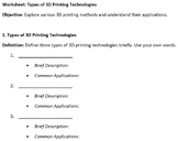 session 2 ages 11-14 - types of 3D printing technologies