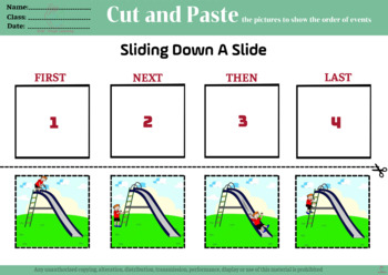 Preview of Cut and Paste, sequencing, speech therapy, special education, worksheet, FREEBIE