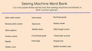 sewing machine ⌁ DIGITAL worksheet | FCS sewing