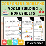 sh ch th wh Consonant Digraphs Fill in the Sentences Worksheets