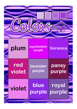 shades of purple (AE) bingo 3x3 (5 pages + call sheet) by Teacherbingo