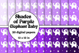 shades of purple elephant baby digital papers