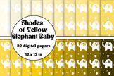 shades of yellow elephant baby digital papers