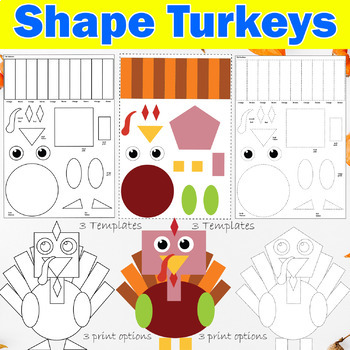 shape turkeys craft | Thanksgiving math activities | Printable Turkeys ...