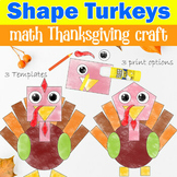 shape turkeys craft | Thanksgiving math activities | Print