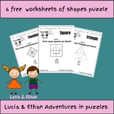 shapes puzzle worksheets with "Lucia & Ethan"