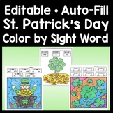 St. Patrick's Day Color by Sight Word - Editable with Auto