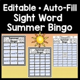 Summer Sight Word Bingo Game-Editable with Auto-Fill {35 B