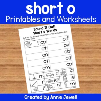 short o no prep word work printables by annie jewell tpt