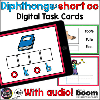 Preview of short oo Diphthongs Spelling Practice Boom Cards - Science of Reading Word Work