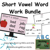 short vowel cvc word work Bundle: lesson slides, game, sen