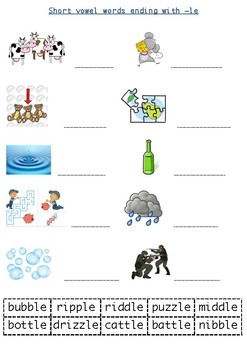 Preview of Cut and Paste: short vowel words ending with -le