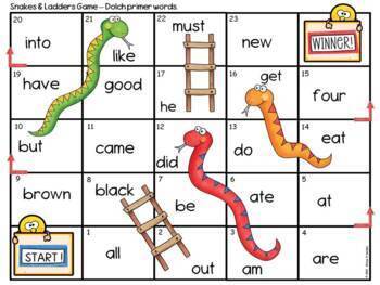 sight word snakes and ladders game by Silviya V Murphy | TpT
