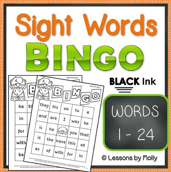 Preview of sight-words {BINGO-words 1 through 24 BLACK ink}