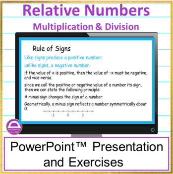 Preview of Math - signed numbers, multiplication and division