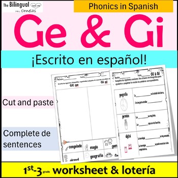 Sílaba con ge y gi-lotería-hojas de trabajo-Syllables GE&GI- Bingo ...