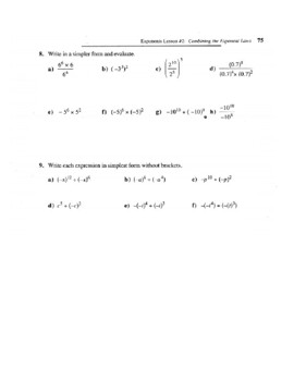 simplify exponents worksheet, multiplication and division of exponents ...