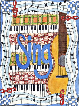 Preview of singing poster, music clip art, guitar clip art, music room poster