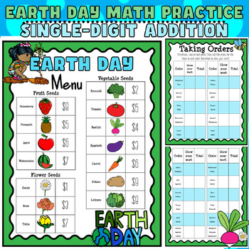 Preview of Earth Day Math Practice: Single-Digit Addition