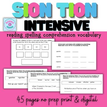 Preview of sion tion Intensive Spelling Reading Pack Digital & Print