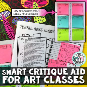 Preview of smART Critique Aid for Art Classes & sample smART Sticky Note (FREEBIE)