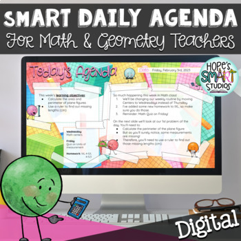 Preview of smART Digital Daily Agenda MATH & GEOMETRY Morning Slides - Google Slides™