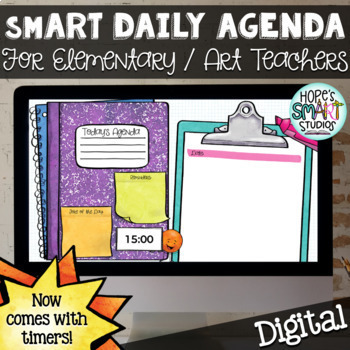 Preview of smART Digital Daily Agenda / Morning Slide Templates with embedded TIMERS!
