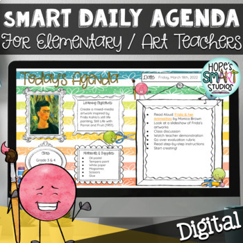 Preview of smART Digital Daily Agenda Visual Arts Morning Slides - Google Slides™ Templates