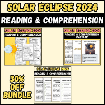 Preview of solar eclipse 2024 Reading Comprehension Passages bundle |