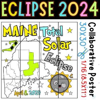 Preview of Maine's Total Eclipse 2024: Collaborative Coloring Poster & Activities