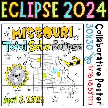 Preview of Celebrate Missouri's Eclipse 2024 - Collaborative Coloring Poster Craft Activity